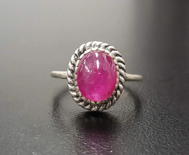 Sparkling diamond rings for women -Pink Tourmaline Ring - Oval Vintage Ring - Tourmaline Solitaire Ring