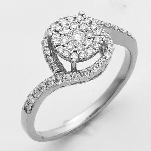 Solitaire engagement rings for women -14KW 0.50CTW LUNA CLUSTER DIAMOND RING WITH HALO