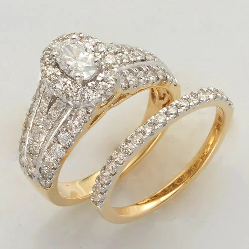 Classic platinum engagement rings for women -14KY 2.15CTW DIAMOND OVAL CENTER BRIDAL SET