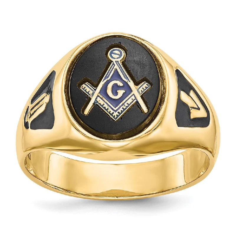 Vintage-inspired rings for women -Solid 14k Yellow Gold Men's Masonic Ring