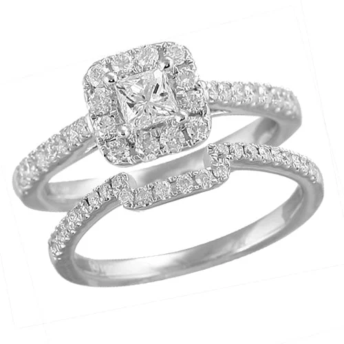 Statement engagement rings for women -14KW 1.00CTW DIAMOND FANCY BRIDAL SET