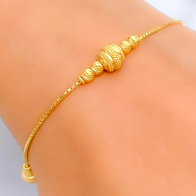 Fashionable leather bangles for women -Dazzling Beaded 22k Gold Bracelet