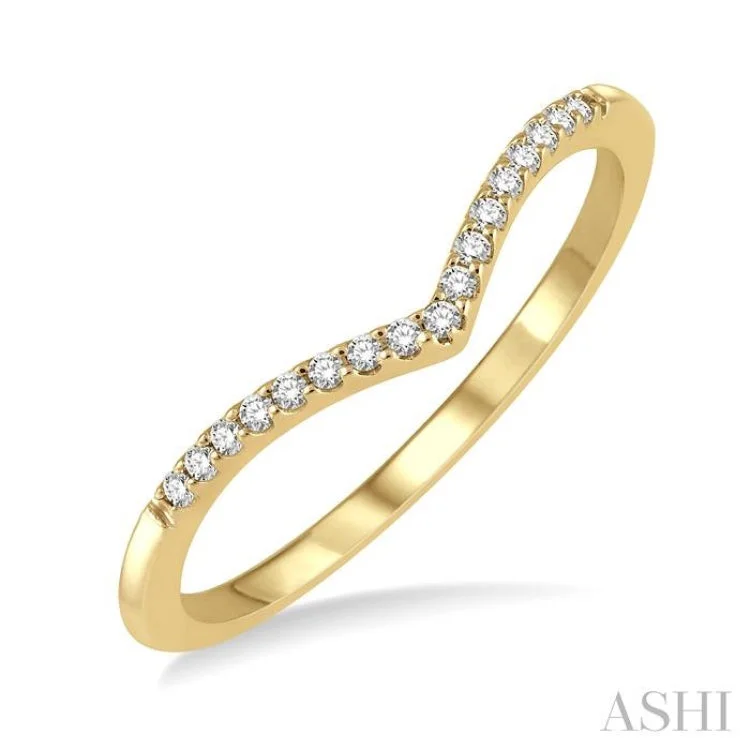 Custom engagement rings for women -1/10 ctw Chevron Round Cut Diamond Petite Ring in 10K Yellow Gold