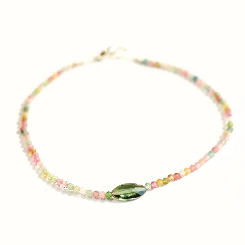 Gemstone bangles with charms for women -Multi Colored Tourmaline Bracelet No. 128