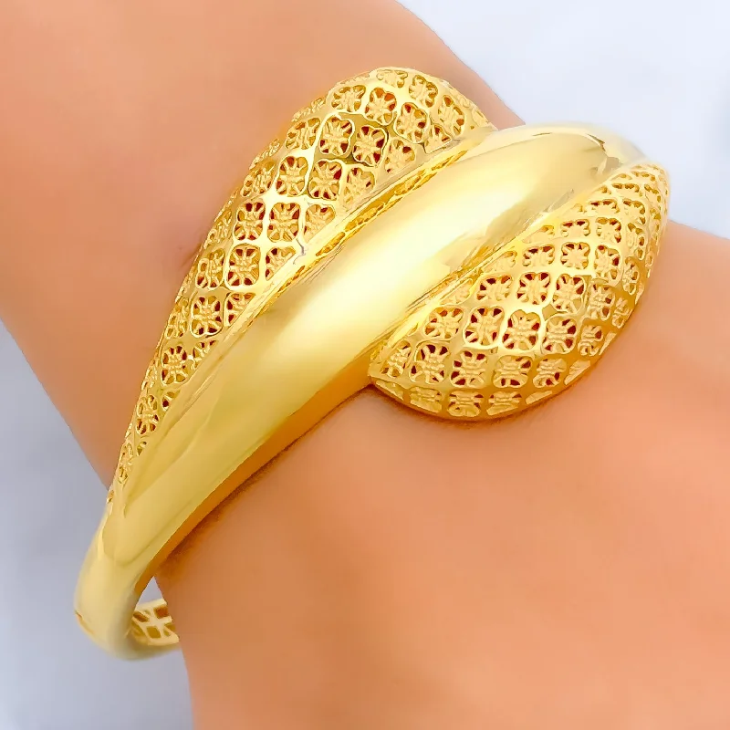 Gemstone bangles with charms for women -Contour Captivating 22k Gold Shiny Bangle Bracelet