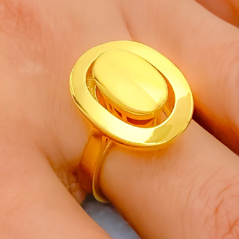 Wedding rings for women -Beautiful Oval 22k Gold Ring