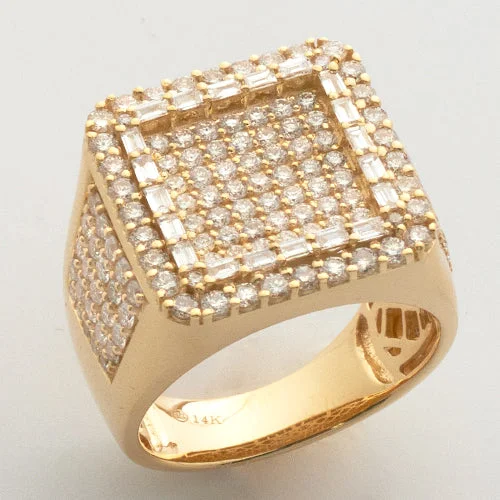 Engagement rings with filigree designs for women -14KY 3.00CTW DIAMOND SQUARE FACE MENS RING