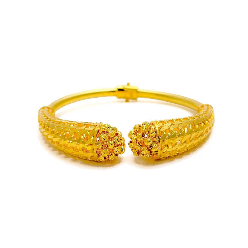 Designer cuff bracelets for women -Bold Bespoke Golden 22k Gold Bangle Bracelet