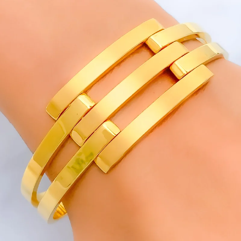 Women’s leather bangles -Classic Alluring 22k Gold Upscale Bangle Bracelet