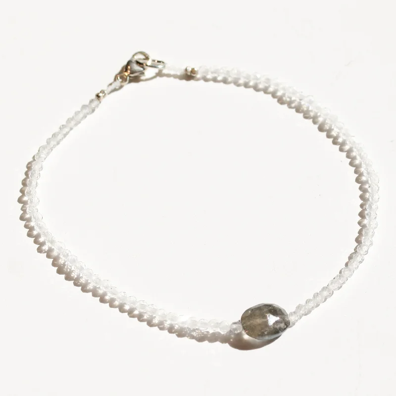 Rose gold bangles for women -Rainbow Moonstone + Labradorite Bracelet No.28