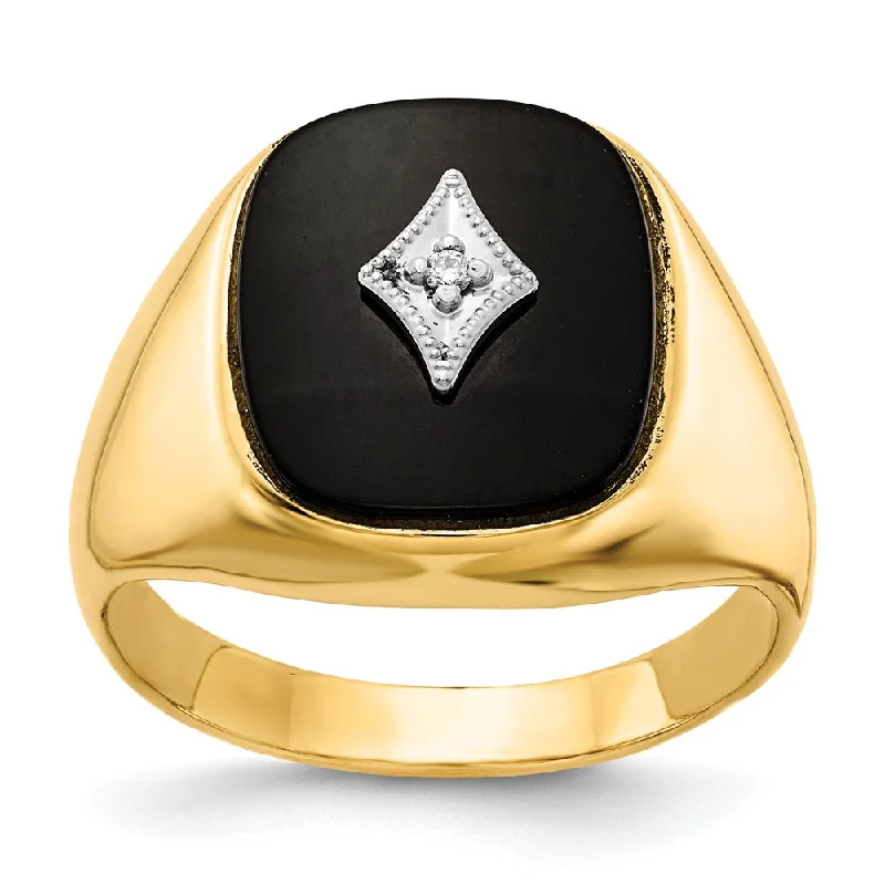 Trendy rings with gemstones for women -Solid 14k Yellow Gold A Simulated CZ men's Ring