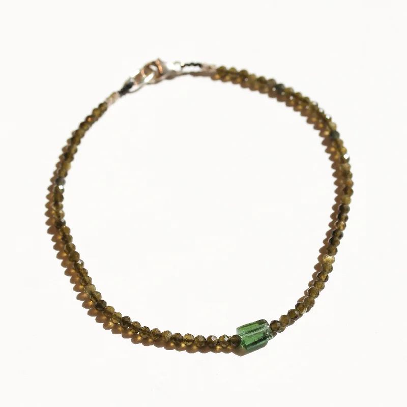 Charm bangles for women -Cats Eye + Green Tourmaline Bracelet No.40