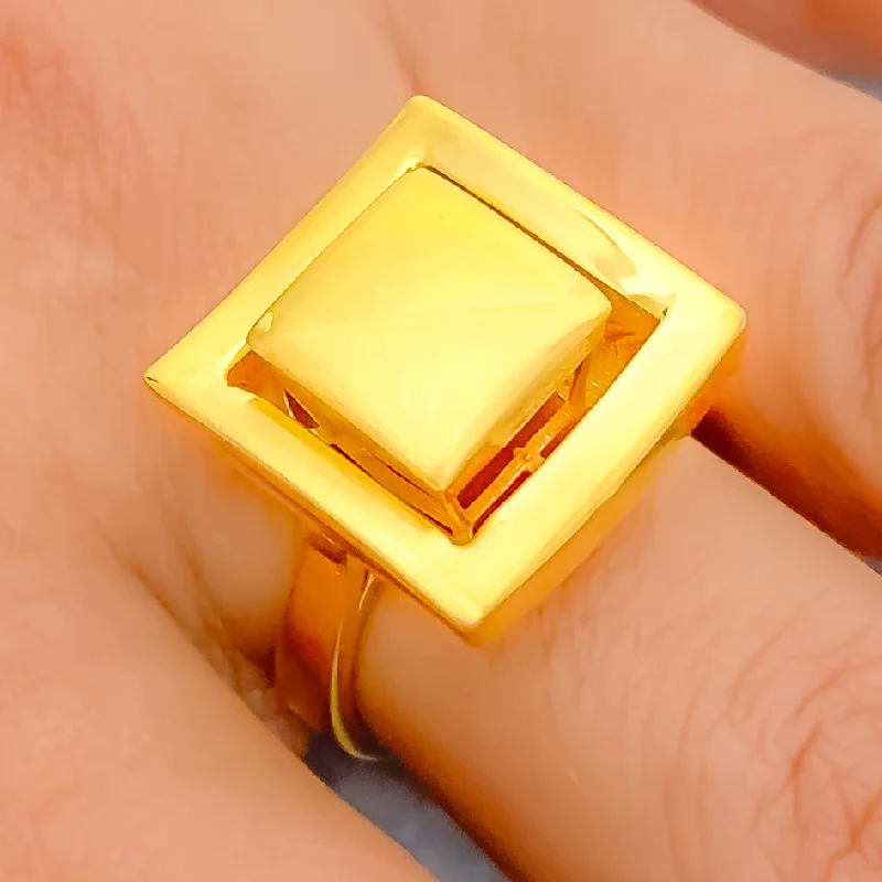 Stackable rings for women -Magnificent Square 22k Gold Ring