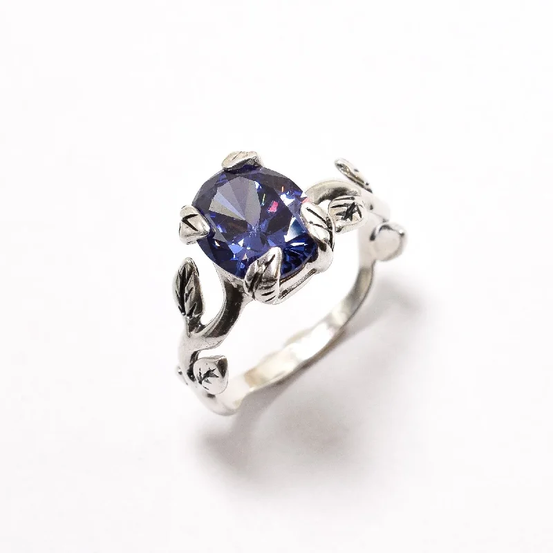 Antique rings for women -Tanzanite Ring - Blue Leaf Ring - December Birthstone Ring