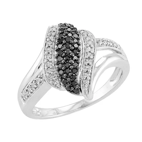 Personalized engagement rings for women -Sterling Silver 0.35CTW BLACK DIA FANCY RING