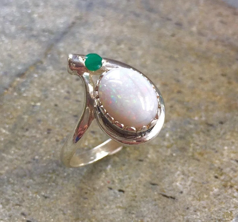 Rose gold rings for women -Fire Opal Ring - Opal Teardrop Ring - October Birthstone Ring