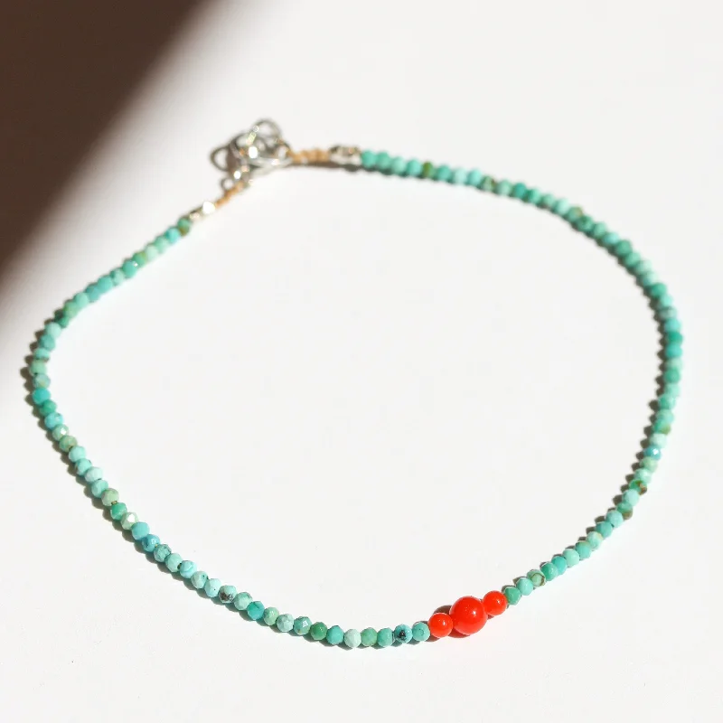 Colored gemstone bracelets for women -Turquoise + Coral Bracelet