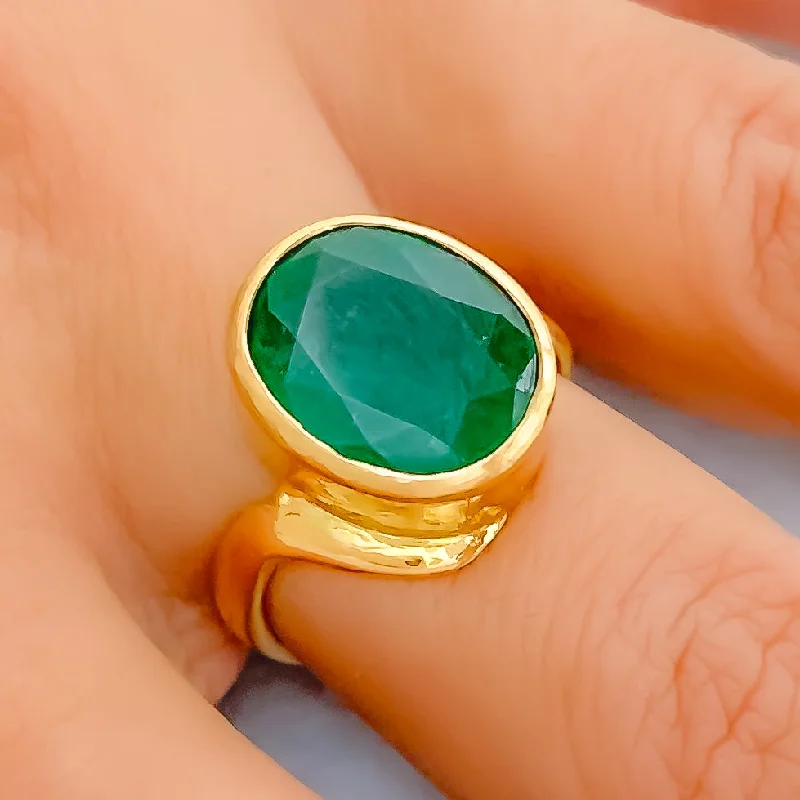 Wedding sets with rings for women -Magnificent 22K Gold 5.5CT Emerald Ring