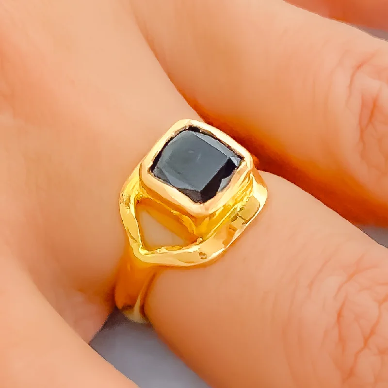 Classic gold rings for women -Delicate 22K Gold 2CT Blue Sapphire Ring