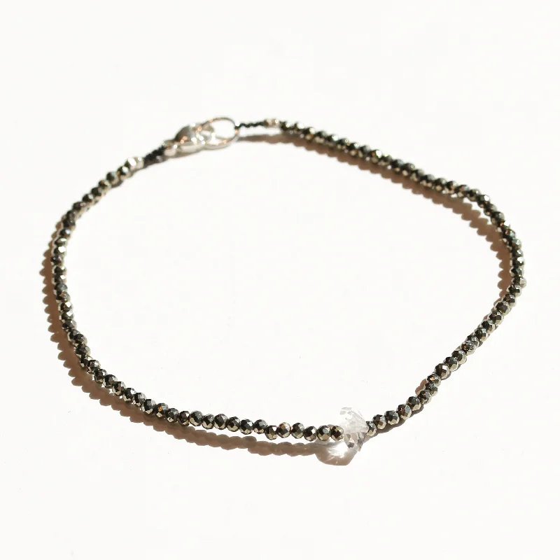 Fashionable bangles for women -Pyrite + Herkimer Bracelet No.2