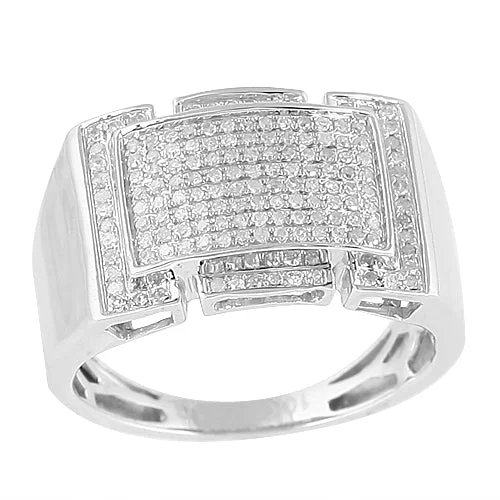 Adjustable engagement rings for women -10KW 0.40CTW DIAMOND FANCY MENS RING