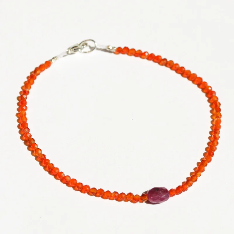 Custom bangle bracelets for women -Carnelian + Ruby Bracelet