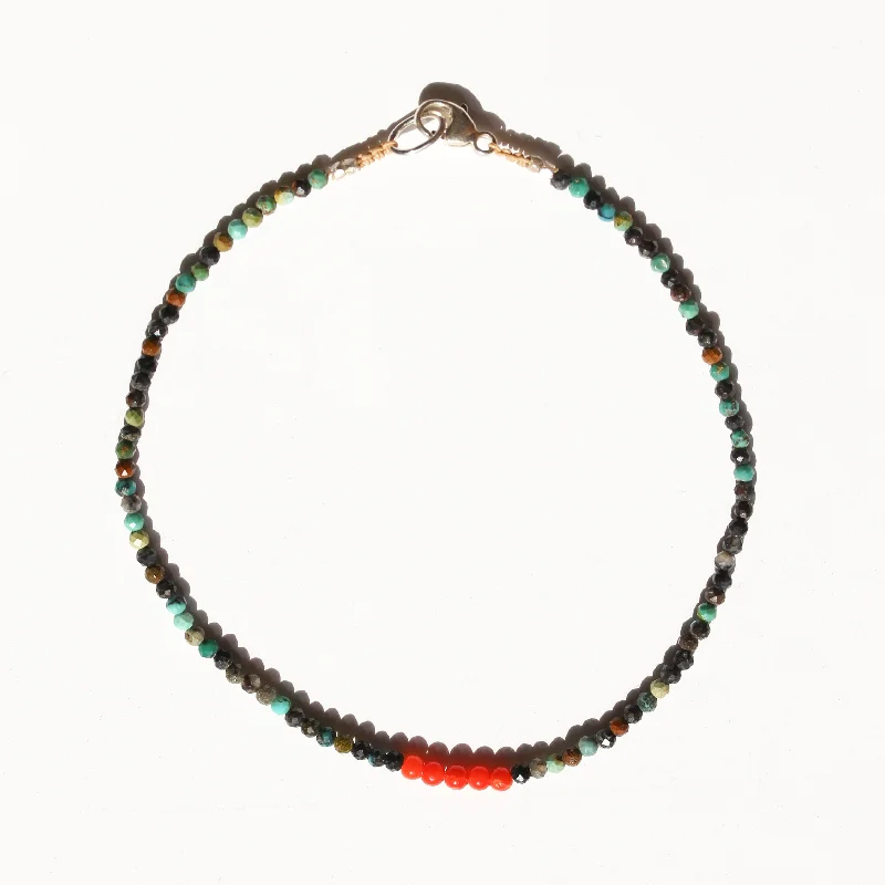 Birthstone bracelets for women -Chrysocolla + Coral Bracelet No.53