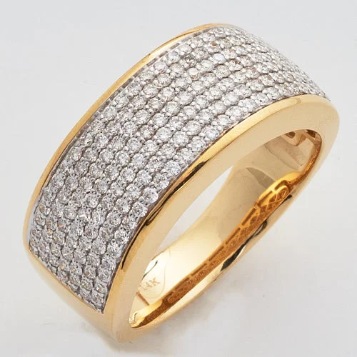 Large diamond engagement rings for women -14KY 1.00CTW DIAMOND MENS PAVE BAND - 7 ROWS