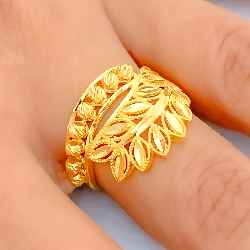 Bridal rings for women -High Finish Asymmetrical 21k Gold Ring