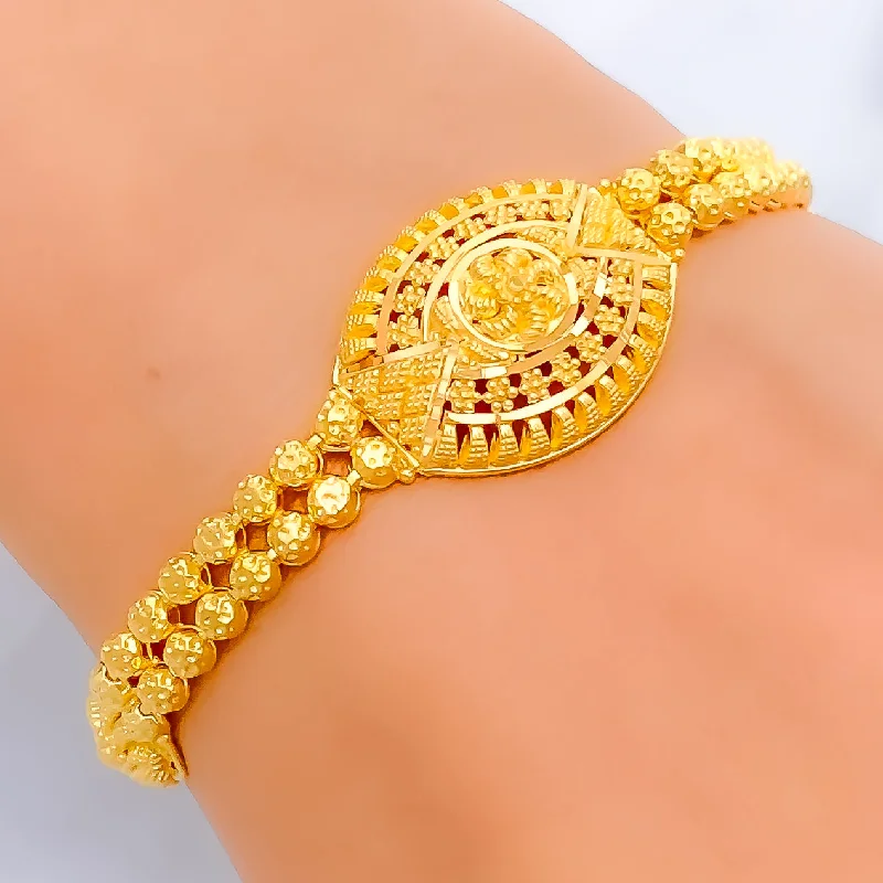 Fashion bracelets for women -Classic Radiant Marquise 22k Gold Bracelet