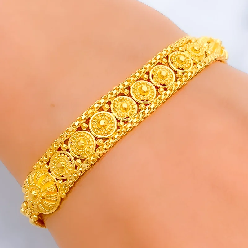 Designer bangles for women -Minimalist Everlasting 22k Gold Graceful Bracelet