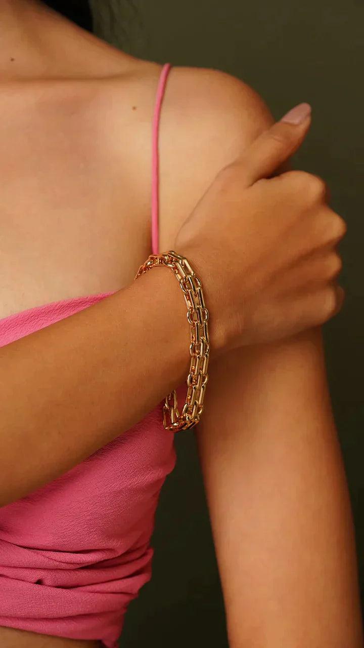 Silver bangles for women -Nate Gold Chunk Bracelet