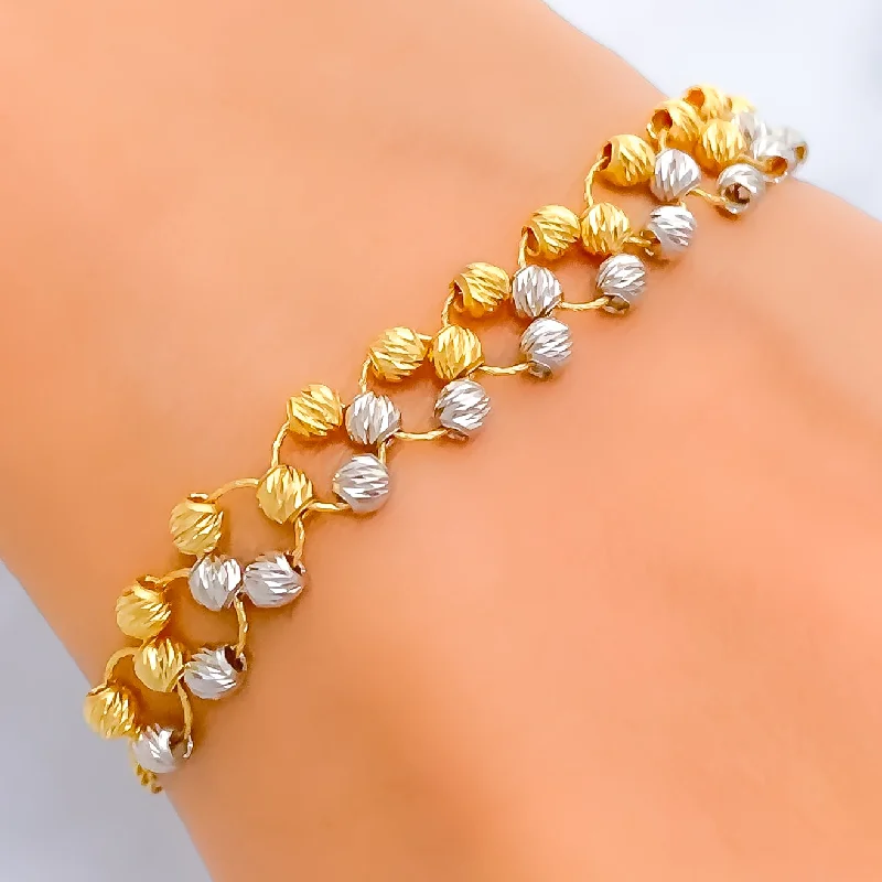 Fashionable bangles for women -Two-Tone Charming 22k Gold Bracelet