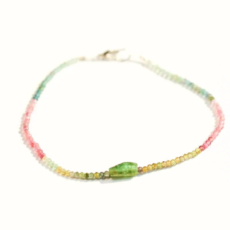 Luxury gemstone bracelets for women -Watermelon Tourmaline & Green Tourmaline Bracelet No. 129