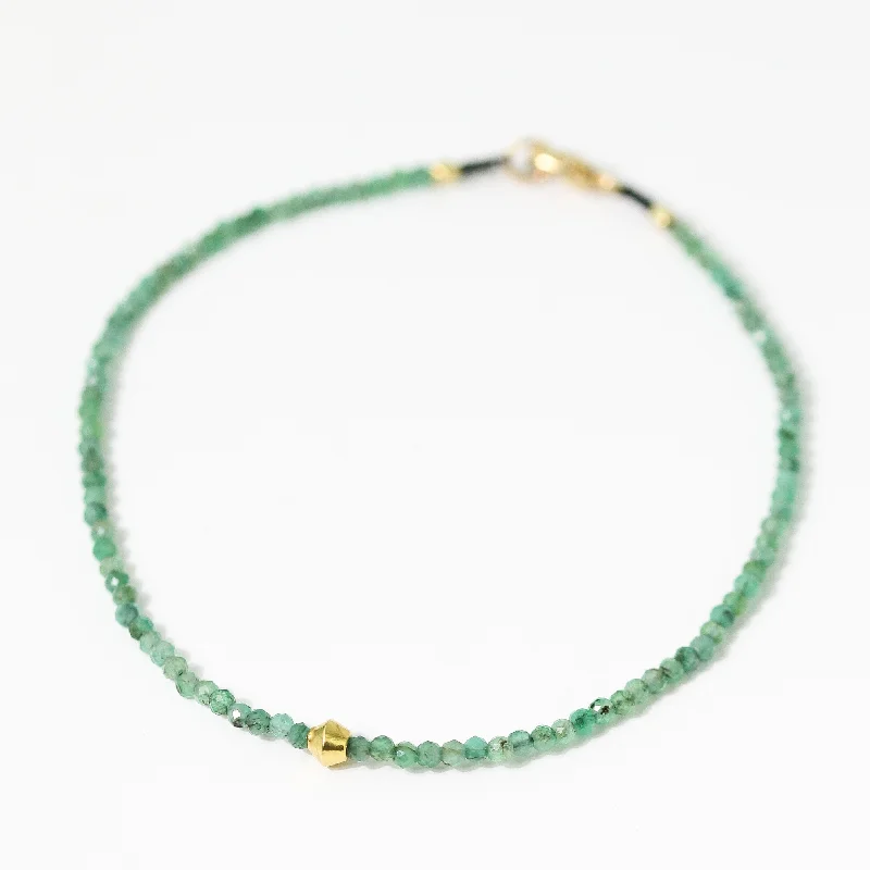 Personalized gemstone bangles for women -Emerald + 18k Bracelet No.31