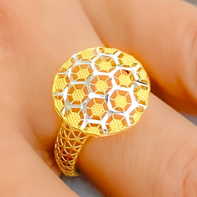 Custom engraved rings for women -Delicate Mesh 22K Gold Ring