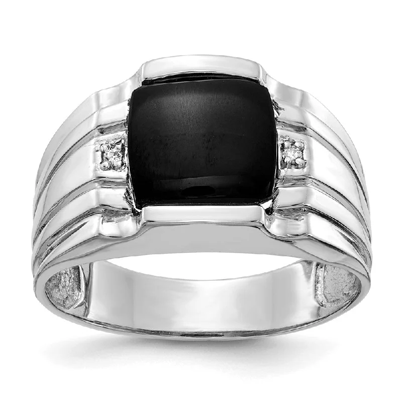 Simple rings for women -Solid 14k White Gold AAA Simulated CZ men's Ring