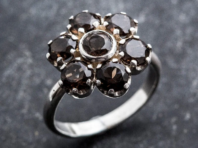 Simple gold rings for women -Flower Topaz Ring - Statement Topaz Ring - Silver Daisy Ring