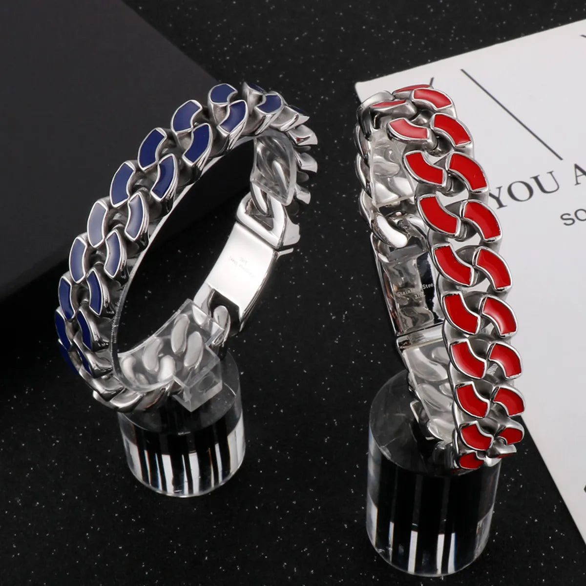 High-end bracelets for women -Fashion Geometric Stainless Steel Enamel Bracelets 1 Piece