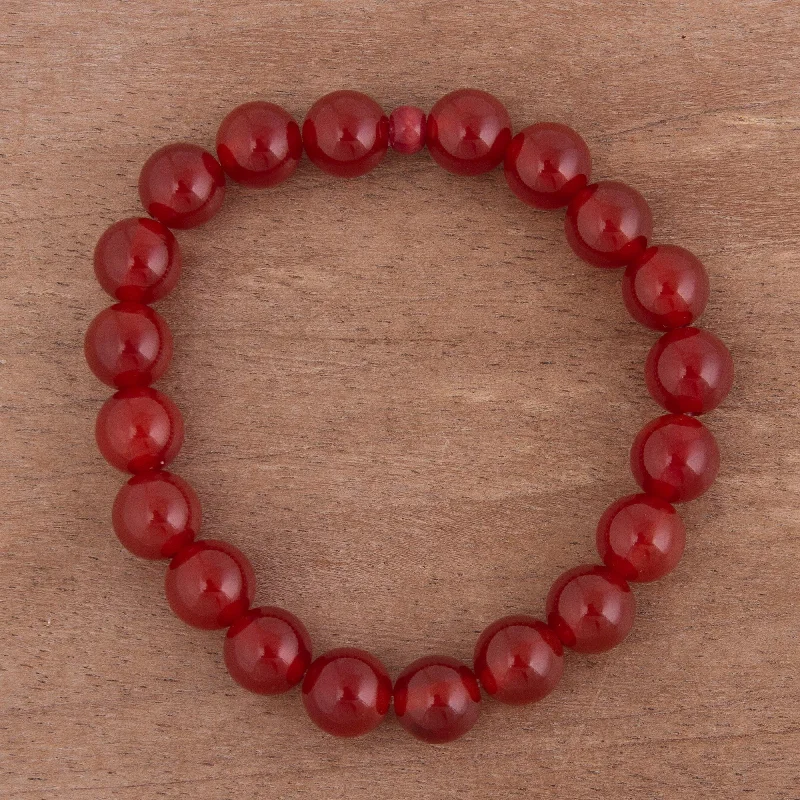 Silver bangles for women -Andean Passion Carnelian Beaded Bracelet