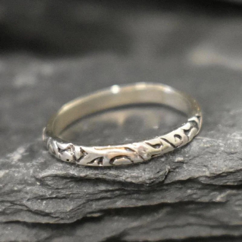 Diamond rings for women -Silver Tribal Band - Silver Boho Band - Everyday Stackable Band