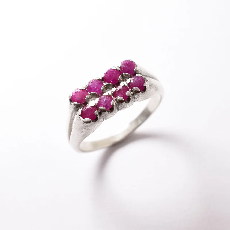 Luxury rings for women -Genuine Ruby Ring - Double Band Ring - Wide Vintage Ring