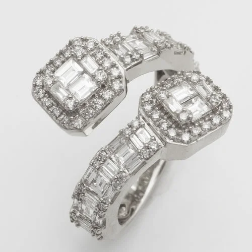 Sparkling diamond engagement rings for women -14KW 1.85CTW DIAMOND BAGUETTE & ROUND LADIES