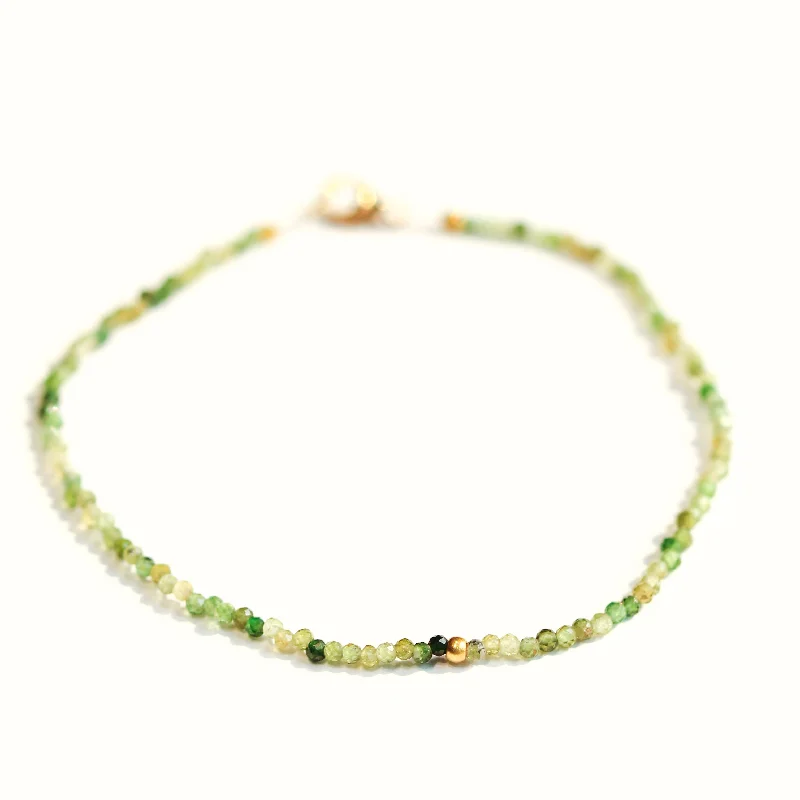 Women’s infinity bangles -Green Tourmaline & 18k Bracelet No. 126