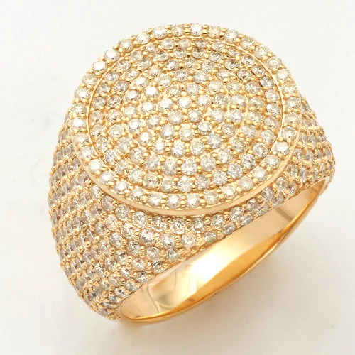 Engagement rings with mixed metal bands for women -14KY 3.85CTW DIAMOND ROUND DOME MENS RING