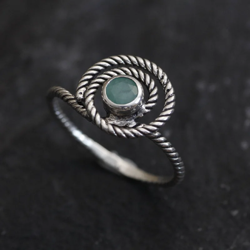 Simple wedding rings for women -Swirl Emerald Ring - Natural Emerald Ring, Green Spiral Ring