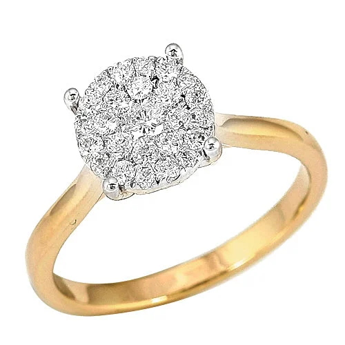 Stackable engagement rings for women -14KY 0.50CTW DIAMOND LUNA CLUSTER RING