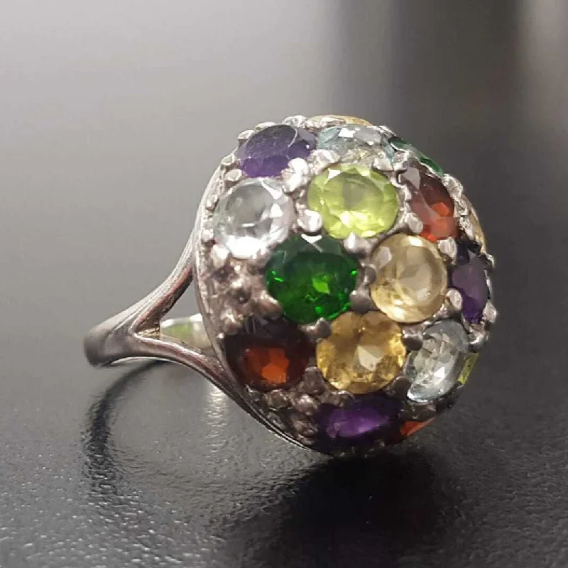 Art deco rings for women -Topaz Statement Ring - Colorful Sphere Ring - Multistone Cluster Ring