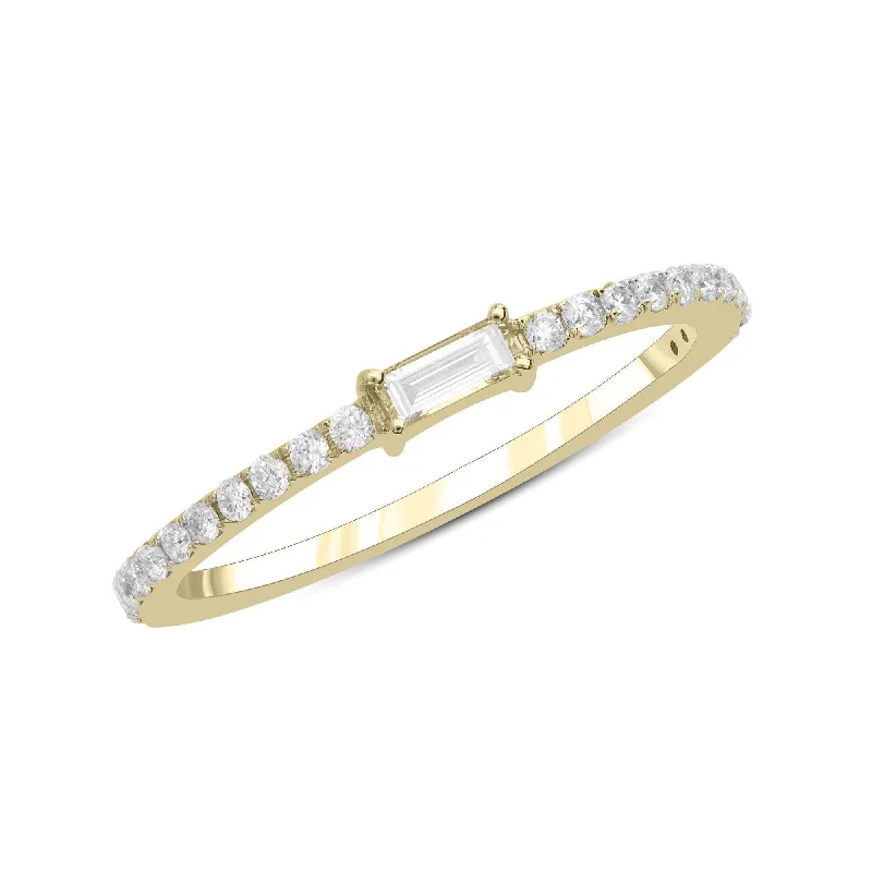 Promise engagement rings for women -Baguette Diamond Stack Ring