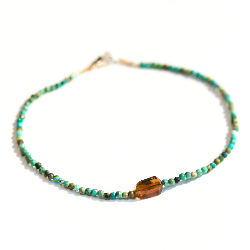 Custom-designed bangles for women -Turquoise & Smoky Tourmaline Bracelet No. 119